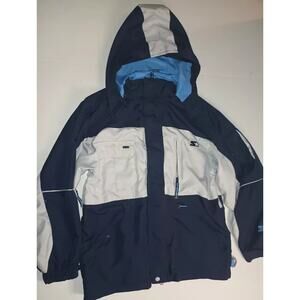 Starter Boys Windbreaker Hooded Jacket Full Zip Outdoor Navy Blue Size L B001